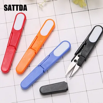 

Cross-stitch scissors U-shaped fishing wire color plastic cover safety scissors