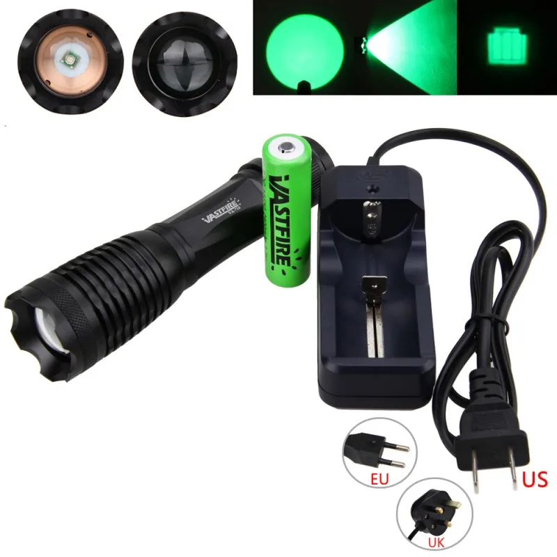 

Zoomable 500LM Green/RED LED Military 250Yard Hunt Torch Remote Switch+Battery Flashlight Weaver Picatinny Mount Rifle