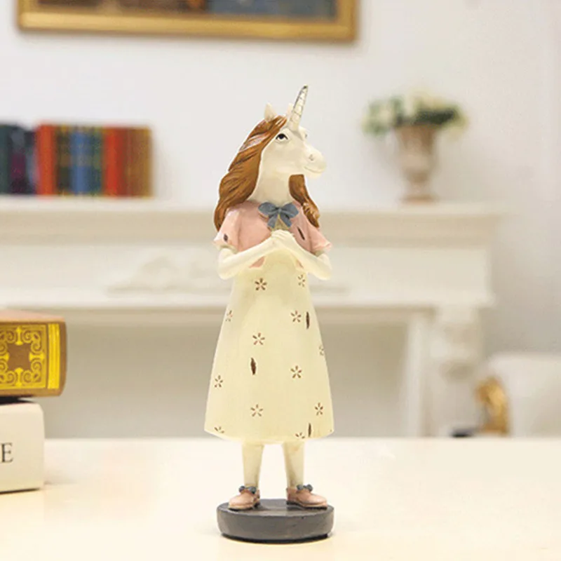 

Nordic Style Resin Crafts Home Decoration Accessories Exquisite Unicorn Statue&Sculpture Ornaments Window Display Crafts