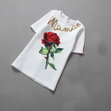 2016 Spring Girls Clothes Cotton Rose Red Flower Princess Dress Costume Baby Deguisement Enfant Evening Party Dresses Vestido