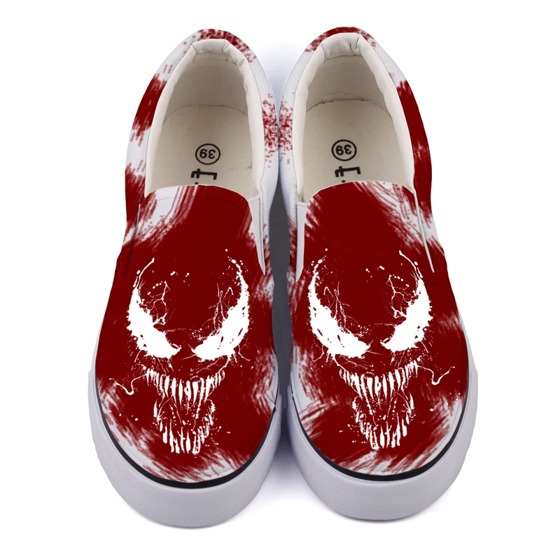 

E-LOV Hip Hop Graffiti Venom Hand Paint Women Flat Canvas Shoes Loafers Custom Movie Fans Cosplay Casual Loafers Slip-On Gifts