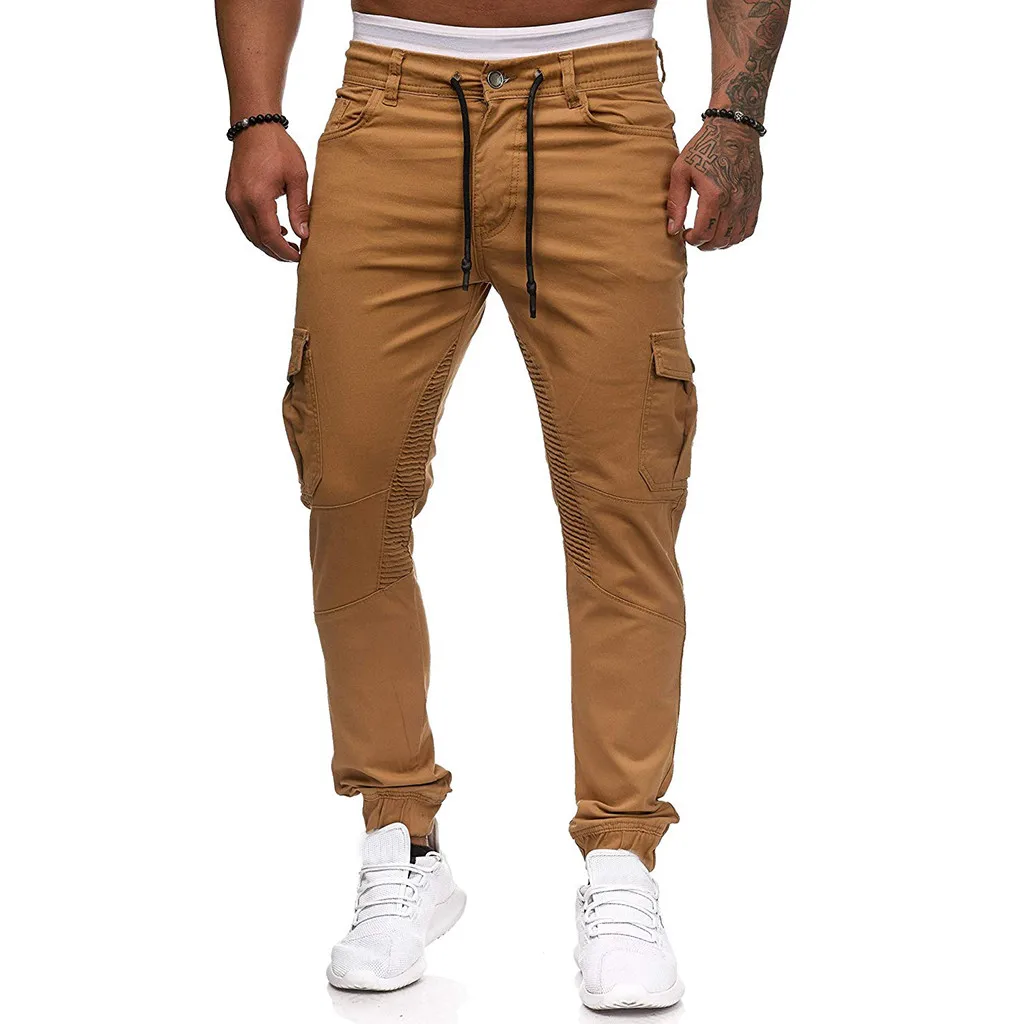 

Summer 2019 New Casual Sports Woven cargo Pocket Stitching Feet Pants Men's Fitness Pants Running Training Long Pants 5.13