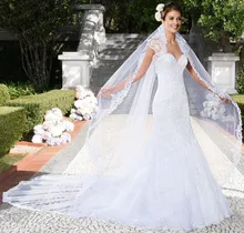 Free Shipping Made To Order Mermaid Sweetheart Neckline Sweep Train White Lace Appliqued Wedding Dress With Jacket VP015