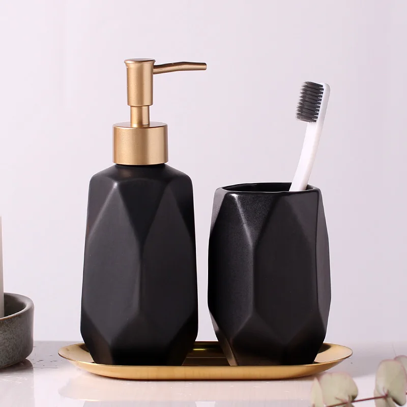 Ceramics Bathroom Supplies Toothbrush Cup Toothbrush Holder Lotion Bottle Soap Dish 2-piece Set Creative Bathroom Supplies