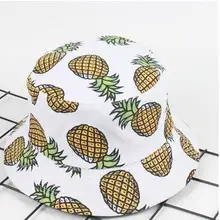 1 шт./лот в Корейском стиле Женская Повседневная летняя обувь холст ведро женский ананас Панама 3 цвета женские пляжные Солнце Ведро Шляпа