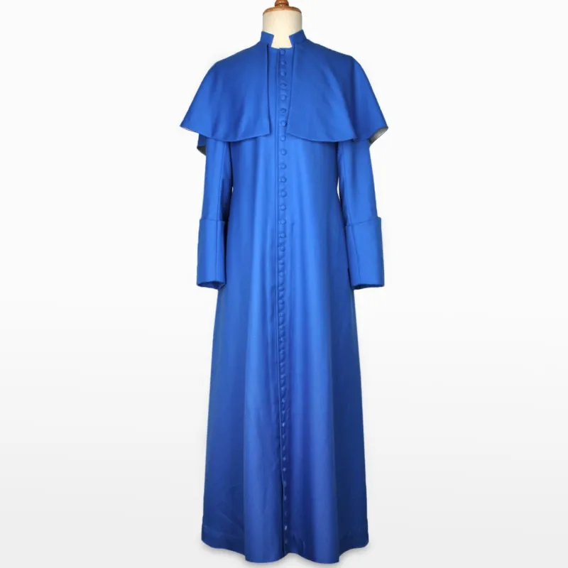 Cosplaydiy Baspoke Hereford Cathedral Cassock Cosplay Costume Adult Blue Medieval Clergy Robe L320 |