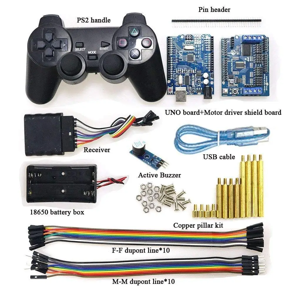 Беспроводной пульт управления RC Kit с UNO доска+ моторный привод щит+ ручка для Arduino робот танк автомобиль совместим с PS2