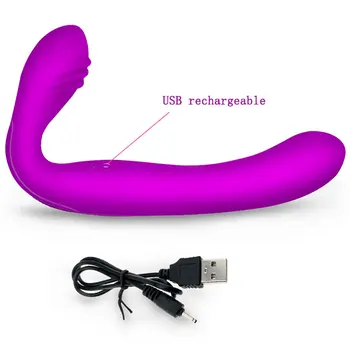 Khalesex Strapless Strapon Dildo Vibrator for Women 30 Speeds Silicone G Spot Clitoris Double Vibrating Adult Sex Toys for Woman 6