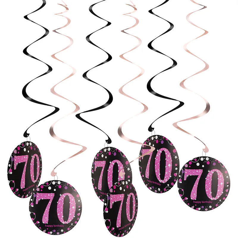 12 шт./21 Вт, 30 Вт, 40 лет День рождения подвесные украшения для вечеринки спиральный орнамент счастливая Вечеринка дня рождения событие для взрослых DIY Декор поставки - Цвет: pink 70