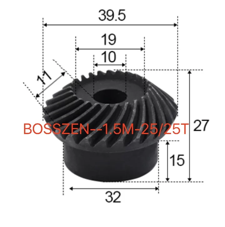 

1.5M-25/25T -1:1 Precision Helical Spiral Bevel Gear-Dimaeter: 39.5mm