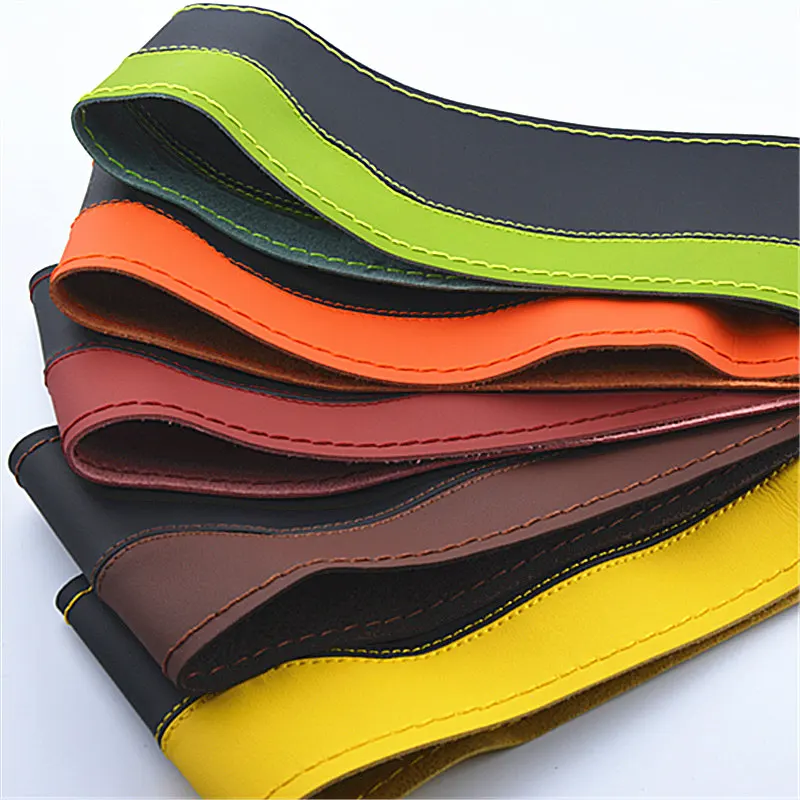 High Quality Steering Wheel Covers Non slip Black And Blue Leather