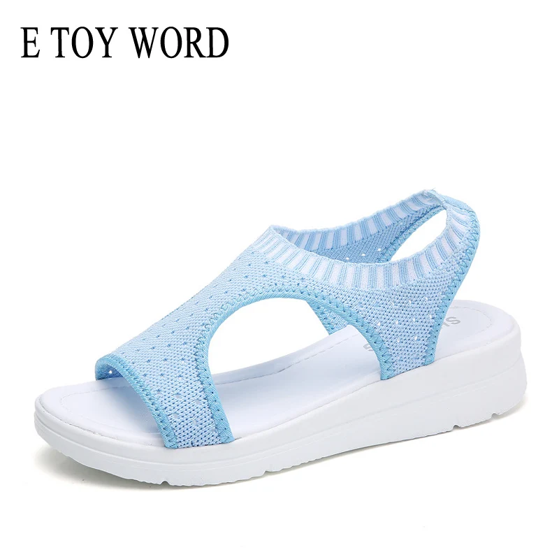 

E TOY WORD Women Sandals 2019 New Female Shoes Woman Summer Comfortable Sandals Ladies Slip-on Flat Sandals Women Sandalias