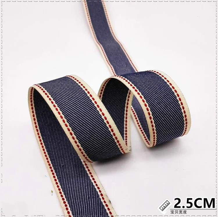 25 мм 1 &quotтемно синий нижний бежевый край красный джемпер Grosgrain ленточный пояс