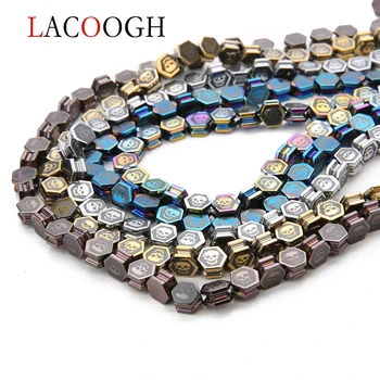 

1strand/lot about 51pcs hexagon Ghost head patterns natural black gallstones 8*9mm bead necklace bracelet for jewelry making