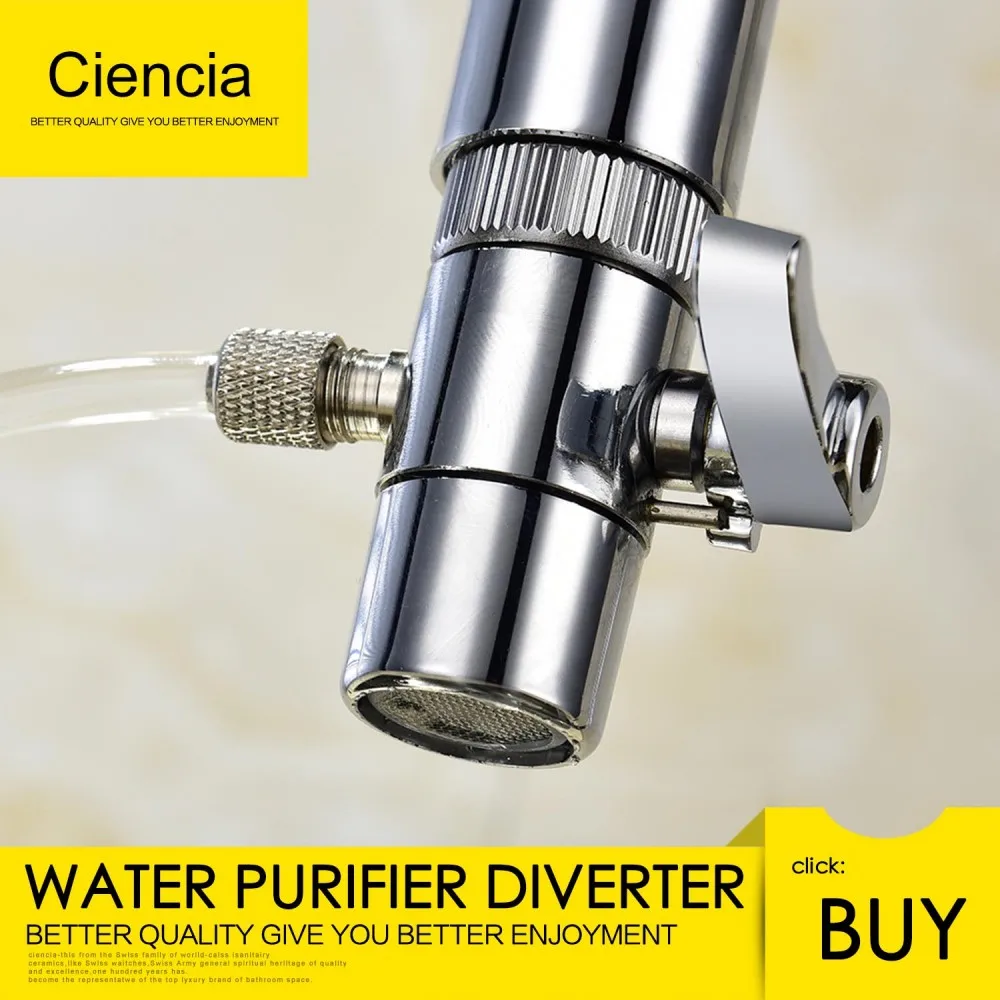 Free Shipping Brass Chrome Metal Faucet Aerator Dual Diverter Adapter for Water Purifier M22