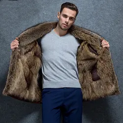 2019 Новое поступление Зима высокого качества теплый норковый мех подклад куртки для мужчин, норковый мех воротник зимний теплый пальто для