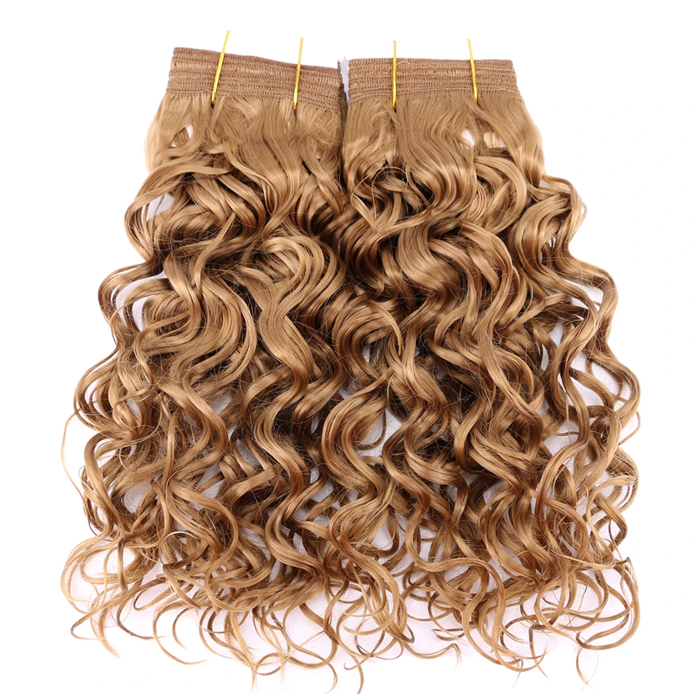 

12-20 Inch 2 PCS/set Golden Color natural wave Bundles high Temperature Double weft Synthetic Hair Extensions for Women