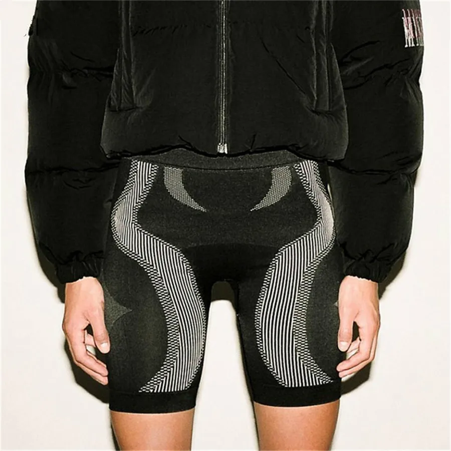 

2019 Short Leggings Women Fitness Fashion Striped Print Elastic High Waist Skinny Sportswear Outfit Short Black Trousers