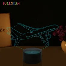 Personnaliser 3D Illusion Veilleuses Avion 7 Changement De Couleur LED Lampe De Nuit pour Dropshipper