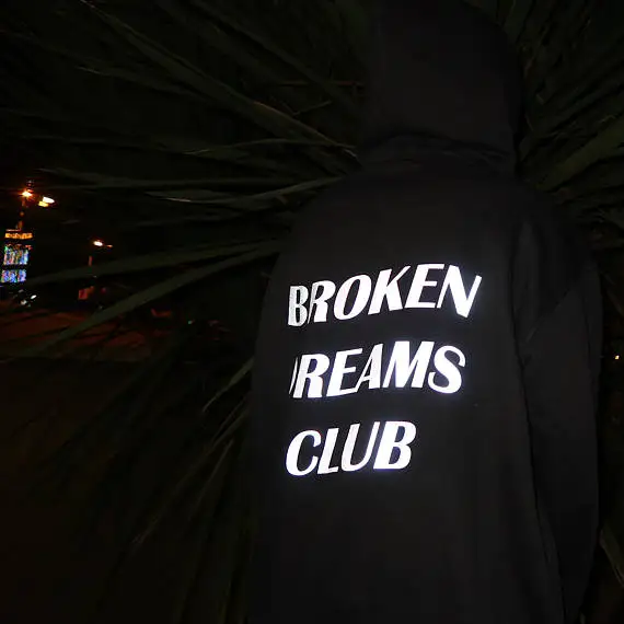 Skuggnas Broken Dreams Club Светоотражающая Толстовка черная Tumblr вдохновленная Эстетическая Пастельная гранж эстетика унисекс tumblr Черная Толстовка