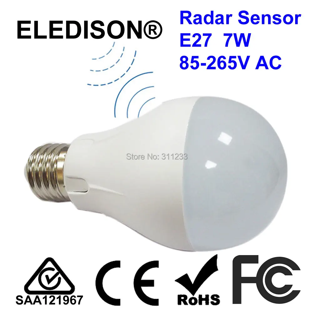 Microwave Radar Motion Sensor LED Light Bulb 7W E27 70x120mm 85 265V