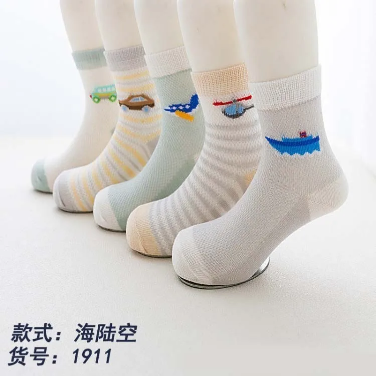 Зима-весна,, 5 пар, милые носки с рисунками для малышей Мягкая Детская Хлопковая одежда для новорожденных удобные носки до щиколотки для От 0 до 12 лет - Цвет: 1911