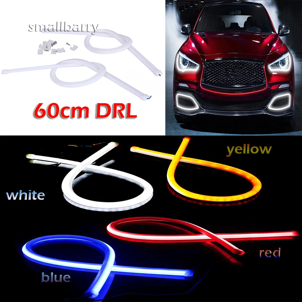 2piece 60cm Daytime Running Light Universal Flexible Soft Tube Guide