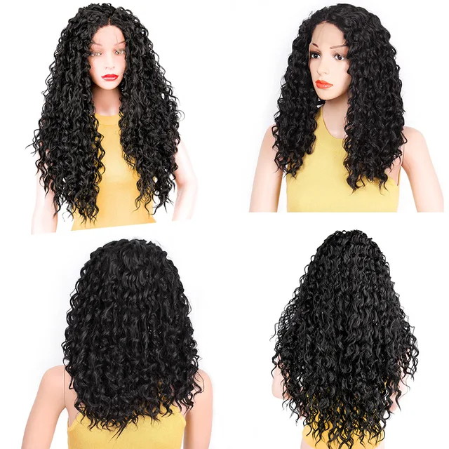 I's a wig AISI HAIR  26"Long Curly Black Synthetic Lace Front  Wig with Baby Hair  African American Braided Wigs for  Women