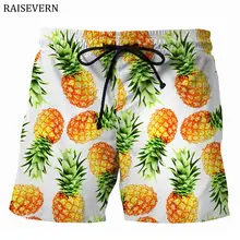 RAISEVERN 2018 New Pineapple Men Shorts Casual Cool Summer 3D Print Men Elastic Waist Beach Shorts Male Fitness Trousers Shorts