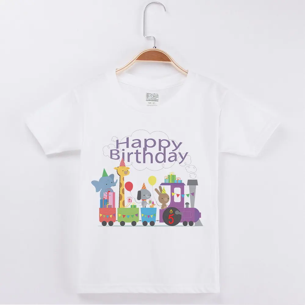 Футболка с рисунком животных; Одежда для мальчиков на день рождения; хлопковая детская одежда для девочек; топы для мальчиков; детская футболка; брендовые Детские футболки - Цвет: White 5Y
