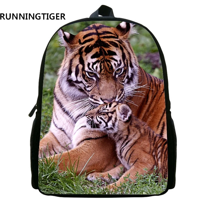 RUNNINGTIGER 3D Tiger Printing Backpack Kids Backpack Kindergarten
