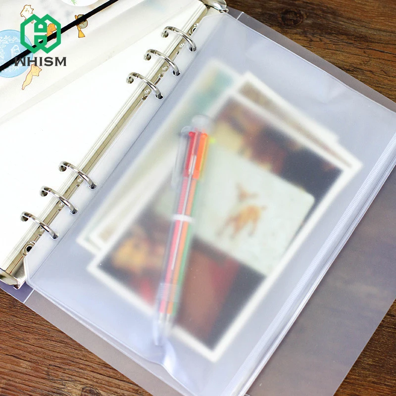 

WHISM Waterproof PVC Storage Bag A5 A6 A7 Spiral Notebook Loose Leaf Diary Coil Ring Binder Filler Transparent Receive Card Bag