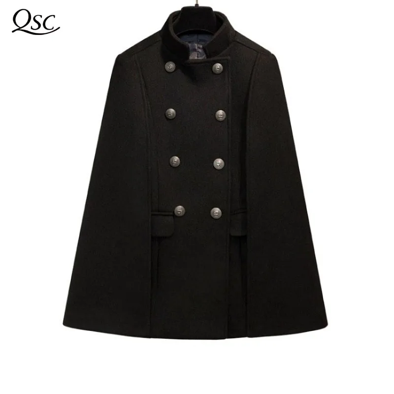 QSC Winter Cape Coat Women New 2018 Long Sleeve Outerwear