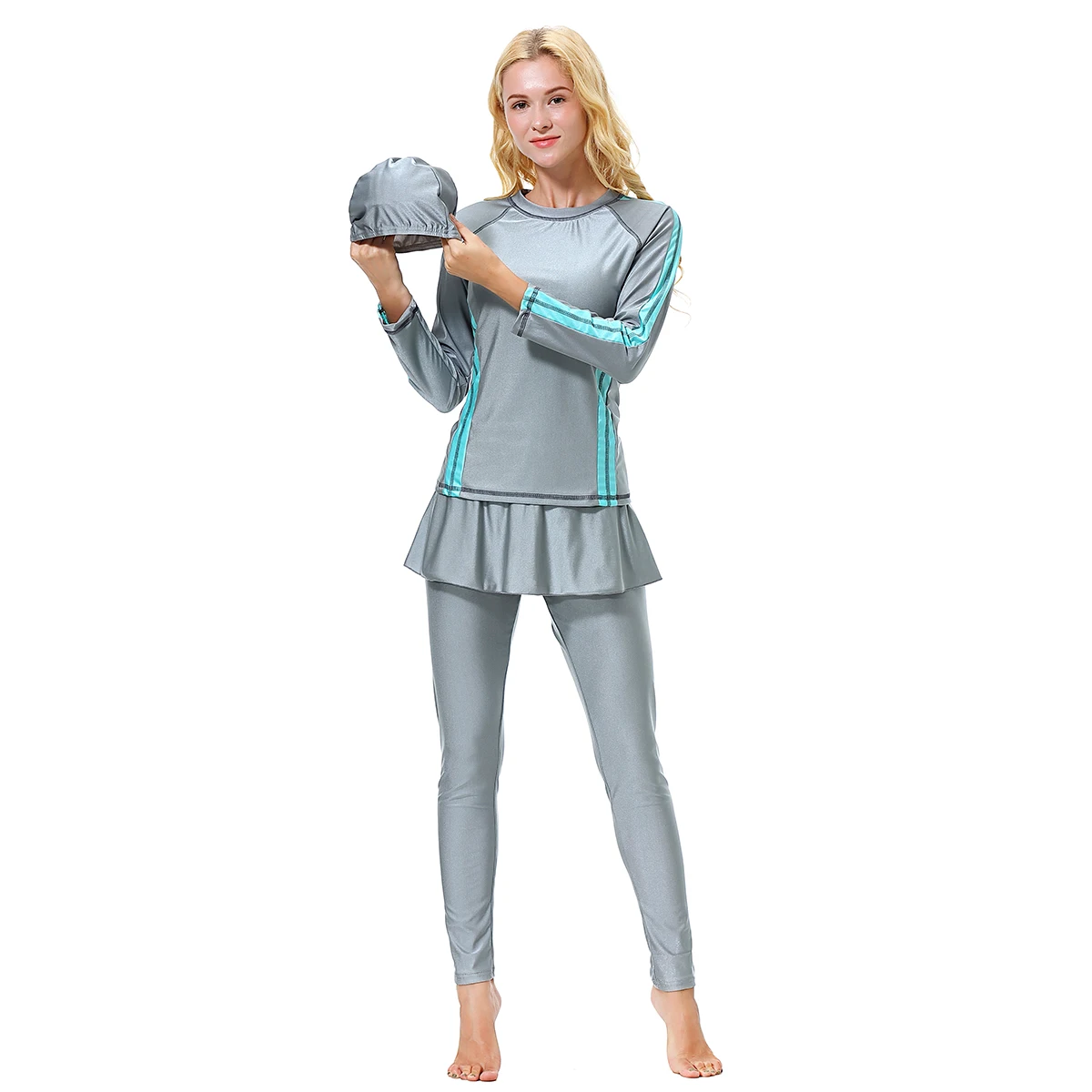 Модный мусульманский женский традиционный купальник костюм из трех предметов