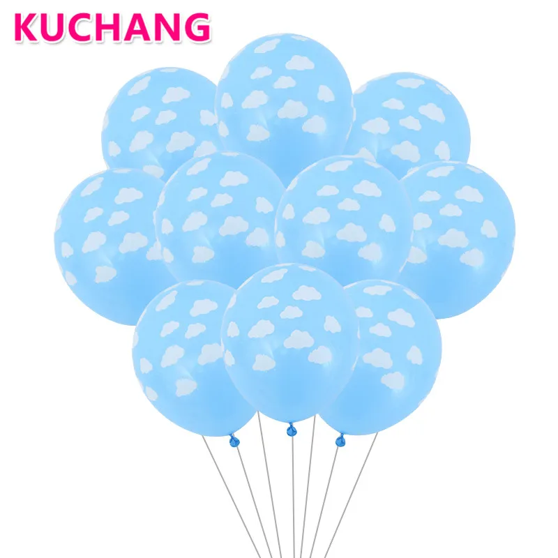10 шт 12 дюймов сине-белые облако латексных воздушных шаров с День рождения Свадебные украшения Гавайская тема вечерние курица вечерние Baby Shower поставки
