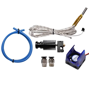 

V6 J-head Hotend DIY Extruder Kit 3D Printer Parts Nozzle Teflon Tube Cooling Fan Nozzle for 1.75/3.0mm Bowden Filament Hotend