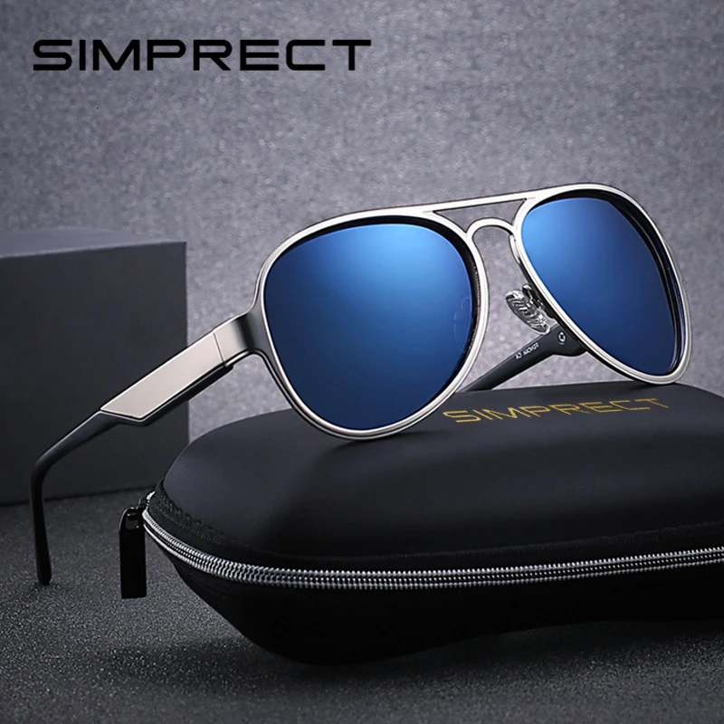SIMPRECT, поляризационные солнцезащитные очки для пилота, для мужчин и женщин, UV400, высокое качество, для вождения, брендовые солнцезащитные очки, Ретро стиль, зеркальные металлические солнцезащитные очки