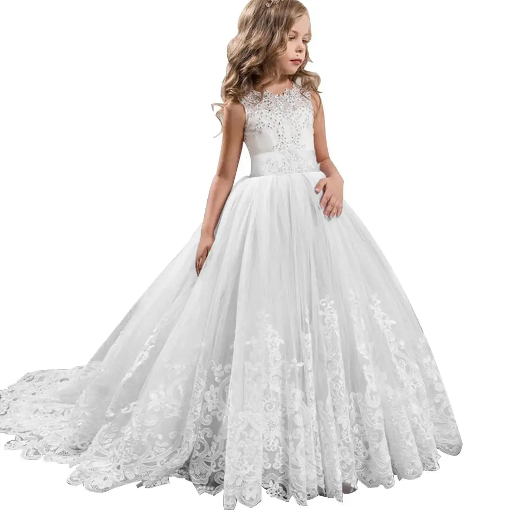 

Girl Long Puff Dress Wedding Birthday Flower Girl Piano Performance Princess Dress