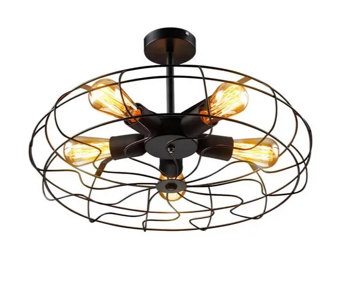 

Vintage Retro Industrial Fan Ceiling Lights American Country Kitchen Loft Lamp Iron Material Install E27Edison Light Bulbs