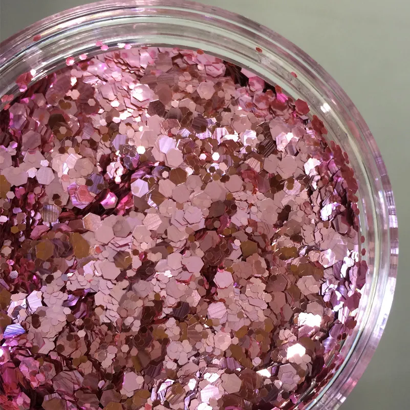 

WHOLESALE MIX PINK GLITTER SEQUINS Hexagon Shape 3D Nail Art Decoration SUPER SHINING EFFECT for Gel Nail Polish DIY 1mm&2.5mm
