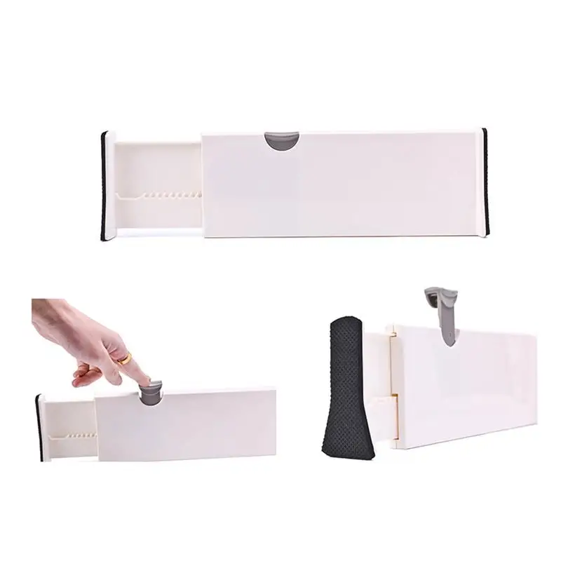 

OUNONA 4pcs Retractable Drawer Divider White Spring Loaded Expandable Drawers Partition Board for Home Drawer Storage