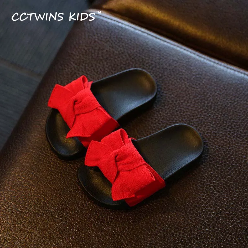 CCTWINS/ г.; летние детские повседневные пляжные сандалии с бантом для малышей; модные черные шлепанцы без застежки для маленьких девочек; B797 - Цвет: Красный