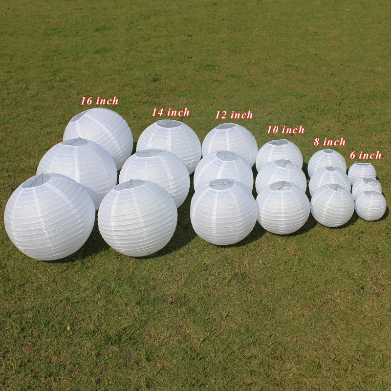 

10pcs 6-8-10-12-14-16 Inch White Chinese Paper Lanterns For Party Wedding Decoration Supplies White Hanging Paper Ball