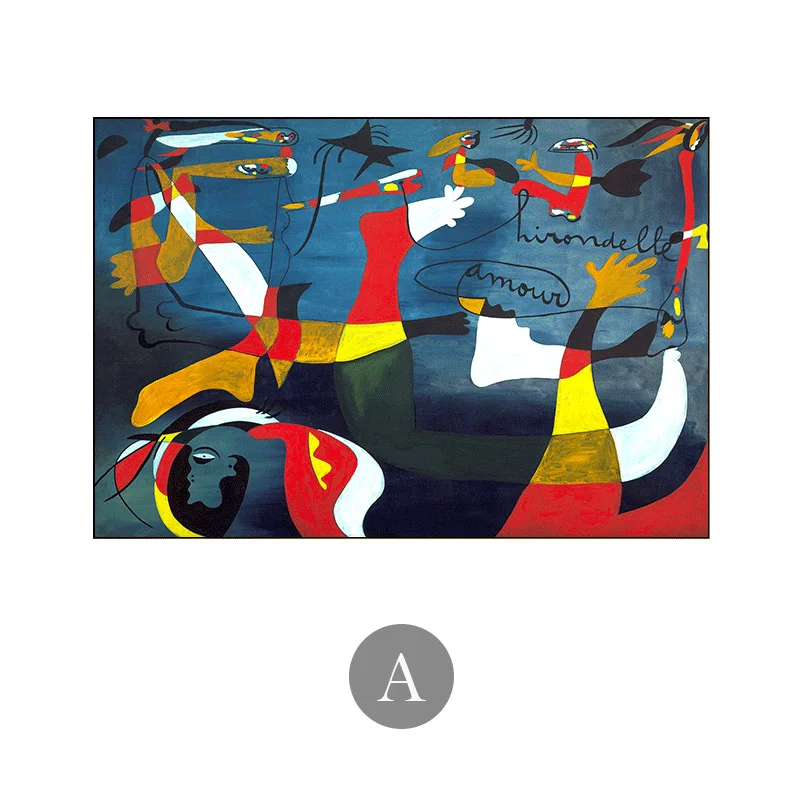 Joan Miro знаменитая абстрактная картина маслом украшение дома большая картина HD холст живопись художественные настенные картины для гостиной плакаты - Цвет: A