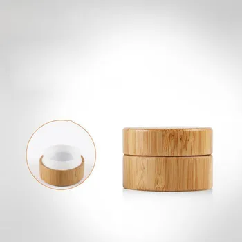 

100pcs 10g Natural Bamboo Cream Jar Lid Bamboo Cosmetic Packaging With Plastic PP Inner Empty Container