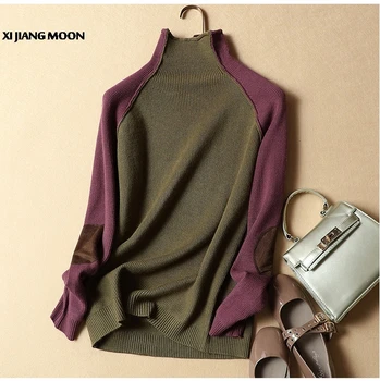 

2019 Autumn Winter New Women Fashion Turtleneck Sweater Thick Knitting High-Quality Pullover Shrug Women Sweater R572