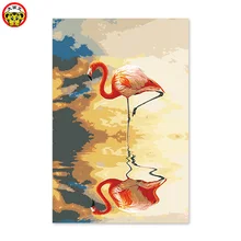 Цифровая картина маслом Ручная работа подарок Фламинго отражатель DIY цифровая картина маслом по номерам на холсте