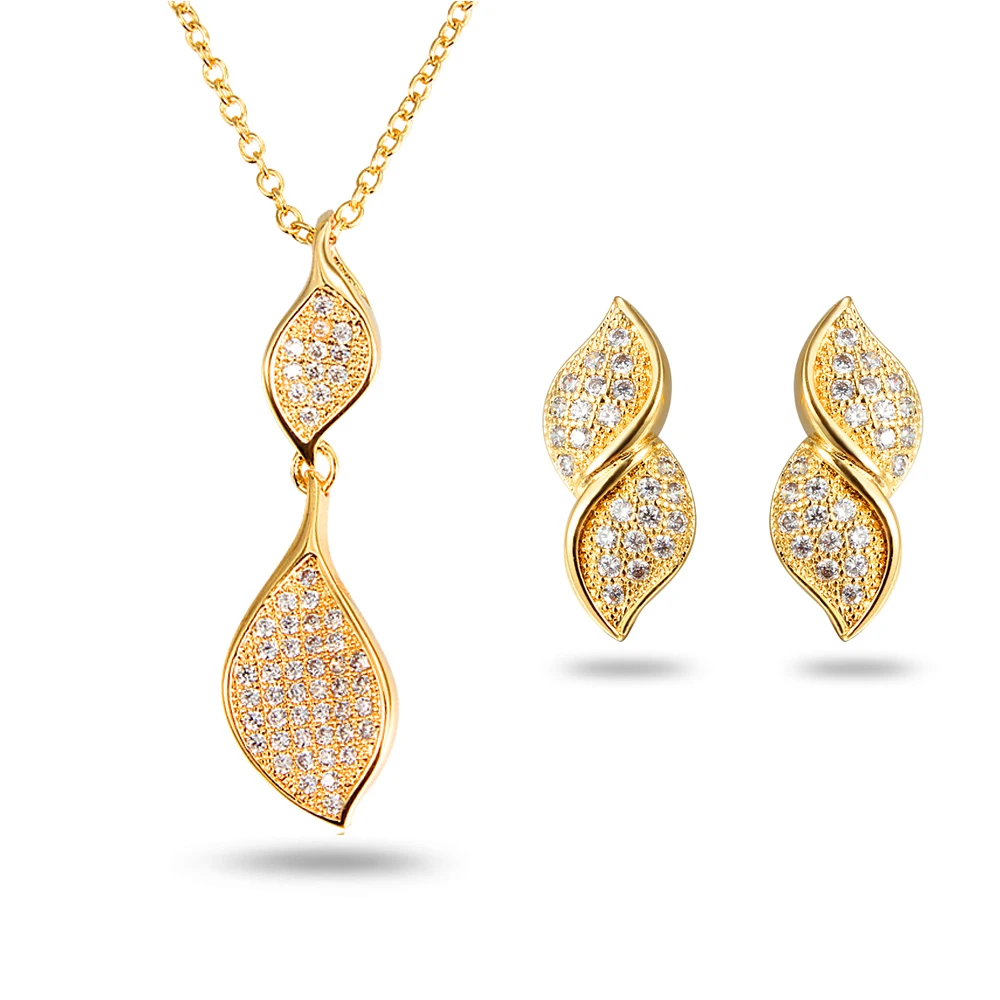 Women's Cubic Zirconia Elegant Leaves Vine Teardrop Bridal Pendant