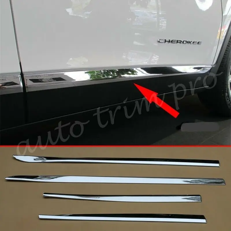

Chrome Car Door Body Side Molding Protect Cover Trim Fit For Jeep Cherokee KL 2014 2015 2016 2017 2018 2019 Accessories
