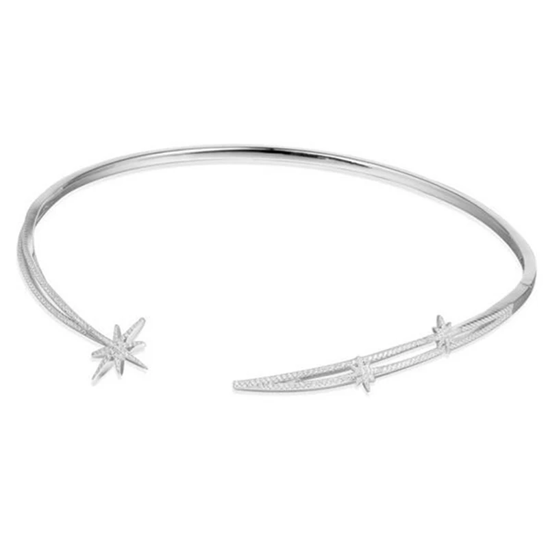 

[MeiBaPJ]New Personality Shining Star Torques S925 Sterling Silver Necklace Wedding Party Charm Jewelry for Women